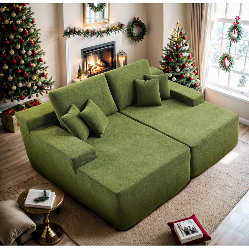 Très grand canapé modulaire compressé de 81 pi avec méridienne double, revêtement moelleux avec 2 coussins, aucun assemblage requis