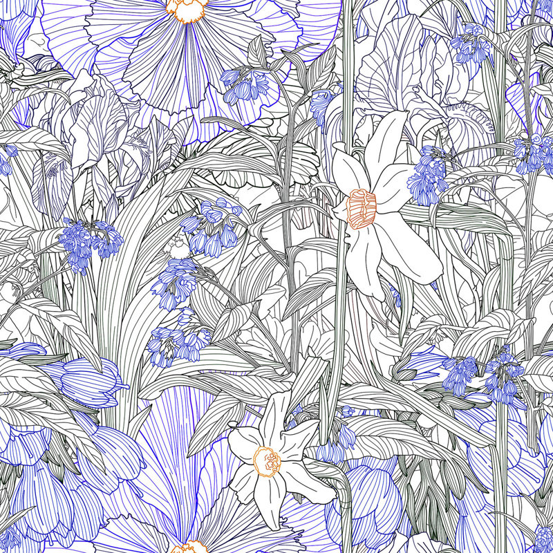 Floral Tile, 2.08' W x 10.42' L