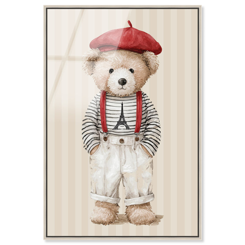 «Little Parisian Teddy Bear», reproduction sur toile encadrée par Art Remedy, cadre blond, 16 x 24, H 25 po x l 17 po