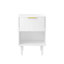 Table de chevet blanche moderne de 22,83 po de hauteur avec un tiroir et une tablette ouverte, or - poignée décorative, idéale pour la décoration de chambre à coucher