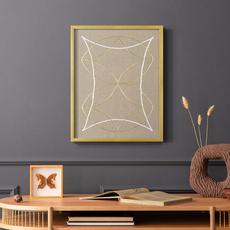 «Hyperbola I», reproduction encadrée - bois massif, Or, H 14 po x l 11 po