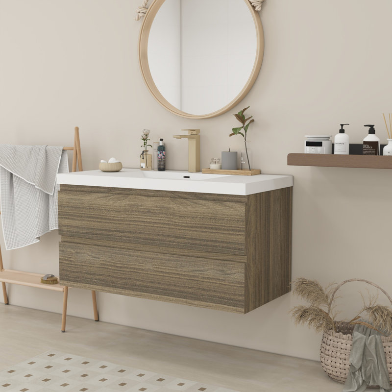 Meuble-lavabo pour la salle de bain à fixation murale, Gris