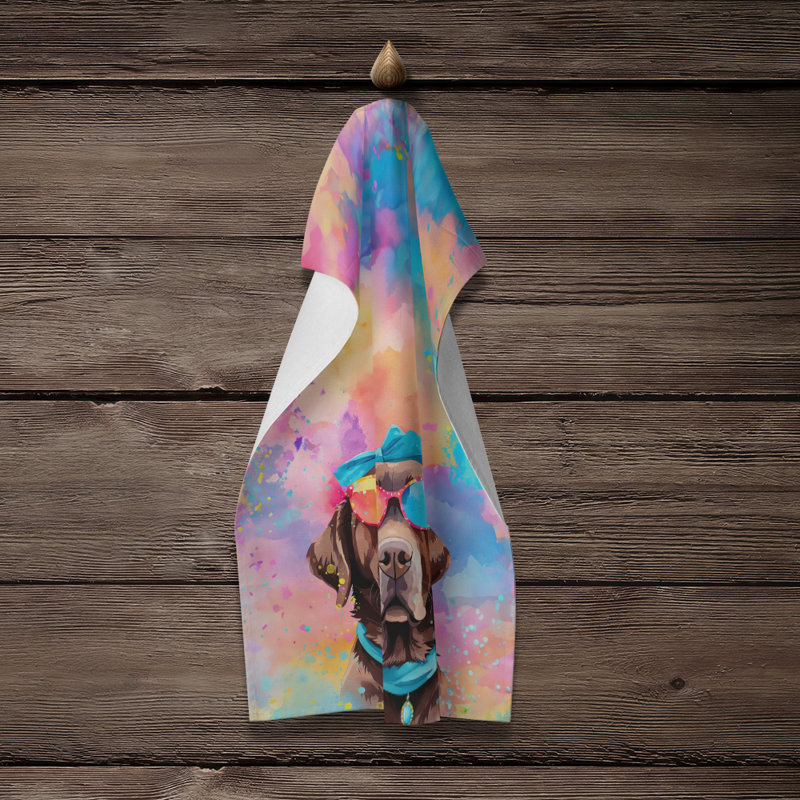 Chocolate Labrador Hippie Dawg Kitchen Towel