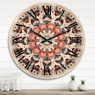 Horloge murale élémentaire moderne en bois et rouge Serenityin