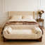 Banc rembourré en velours blanc-69983670