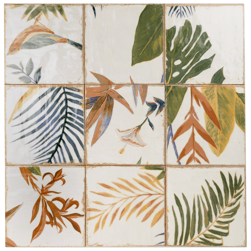 Angela Harris Dunmore 8x8 Polished Hand Painted Look Ceramic Tile