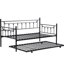 Lit de jour moderne noir avec lit gigogne - Fabrication en métal pour une utilisation à long terme, chambre à coucher avec solution d'espace, silencieuse et stable, assemblage facile inclus, convient à divers matelas, chambre à coucher à poids limité de 250/350 lb