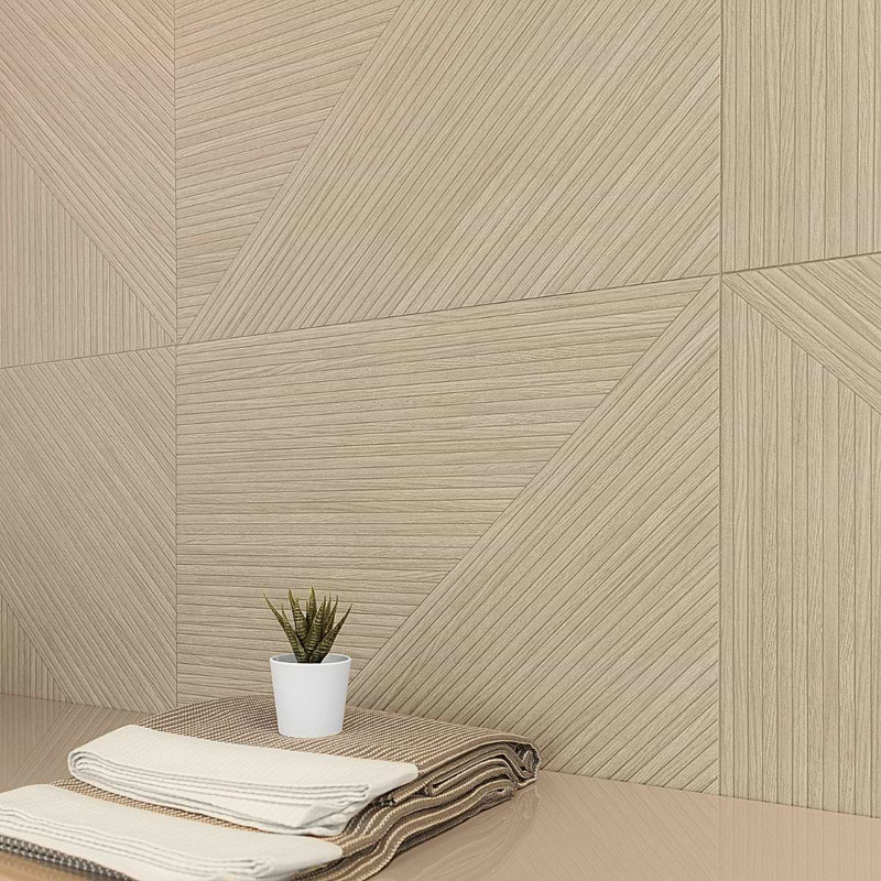 Enso 24x48 Ribbed Matte Fluted Wood Look Porcelain Tile, Oak