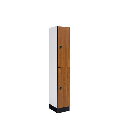 2-Tier Single Column 2-Compartment Wood Storage Locker with Digital Lock