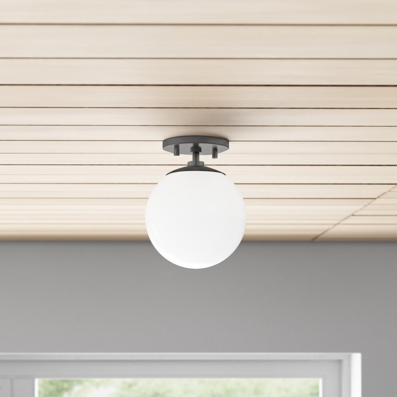 Luna Glass Semi Flush Mount, Old Bronze