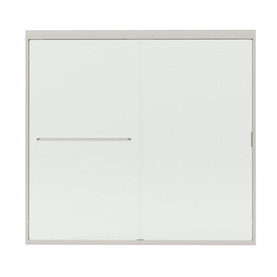 60" W X56" H Stainless Steel Framed Tub Shower Door with Towel Bar,Double Sliding, 5 mm Clear Tempered Glass, Easy to Install