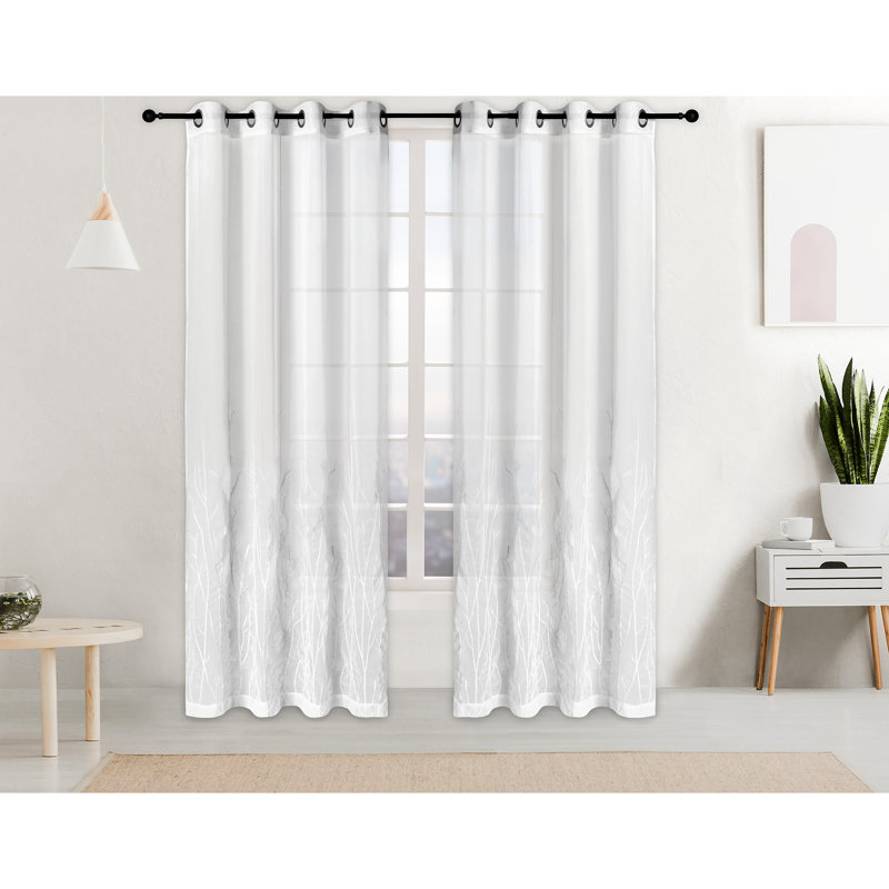 Semi Sheer Curtain Single Panel, White