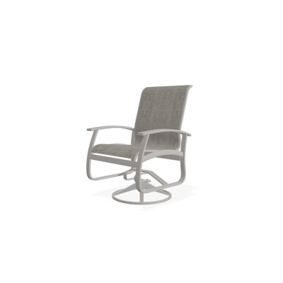 Belle Isle Sling Aluminum Frame Dining Height Swivel Rocker with Marine Grade Polymer Arm Accent
