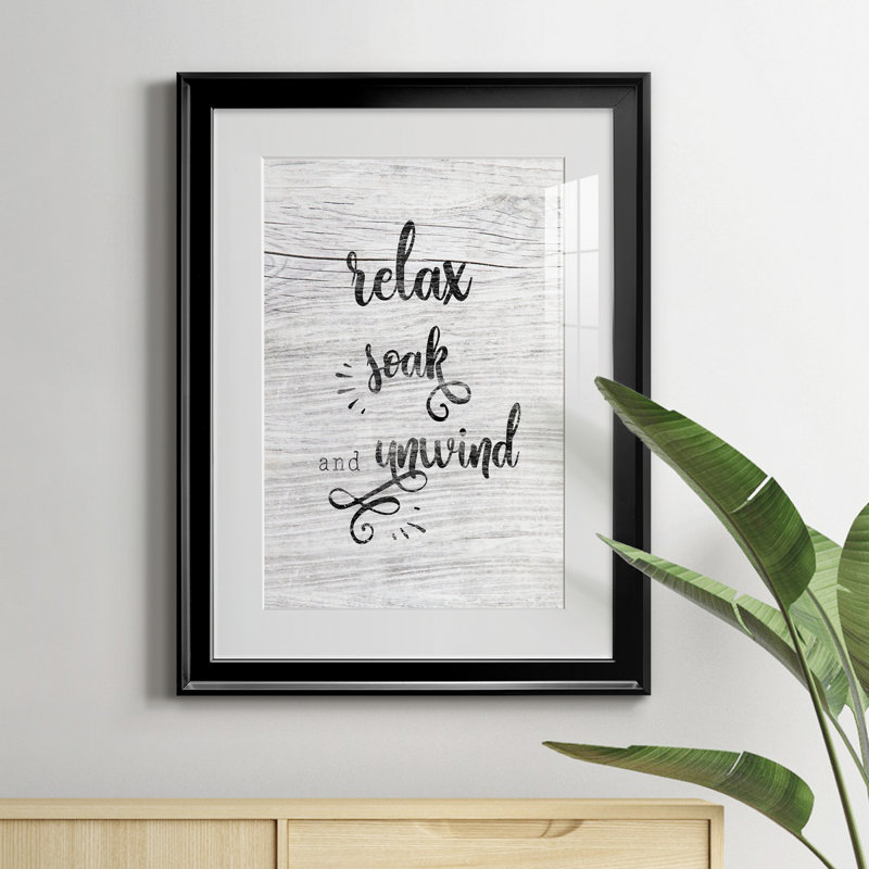 Relax Soak Unwind - cadre photo, art textuel, Noir, H 18,5 po x l 24,5 po x P 1,5 po