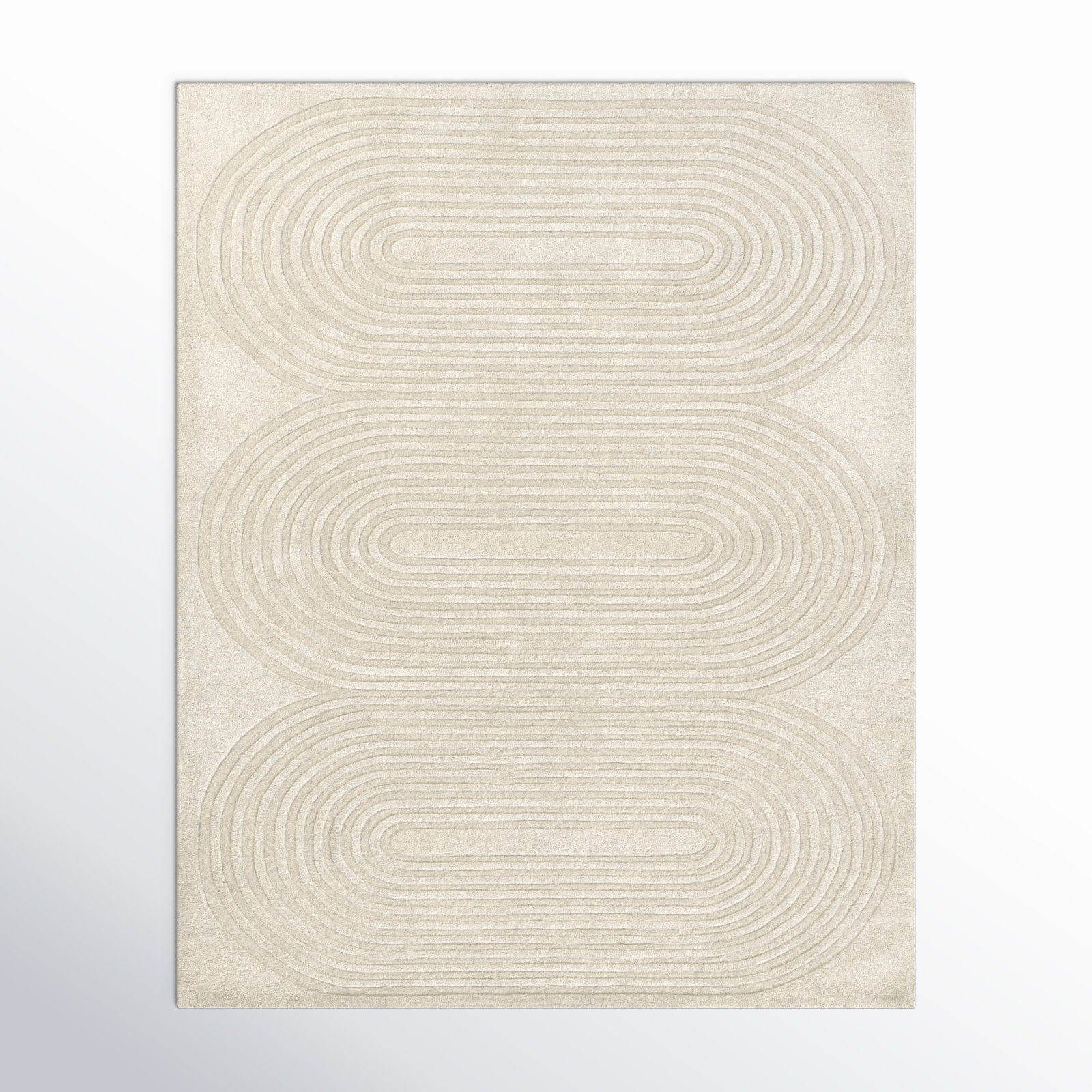 Tillie Ivory Hand-Tufted Geometric Wool Rug, Rectangle 8' x 10'