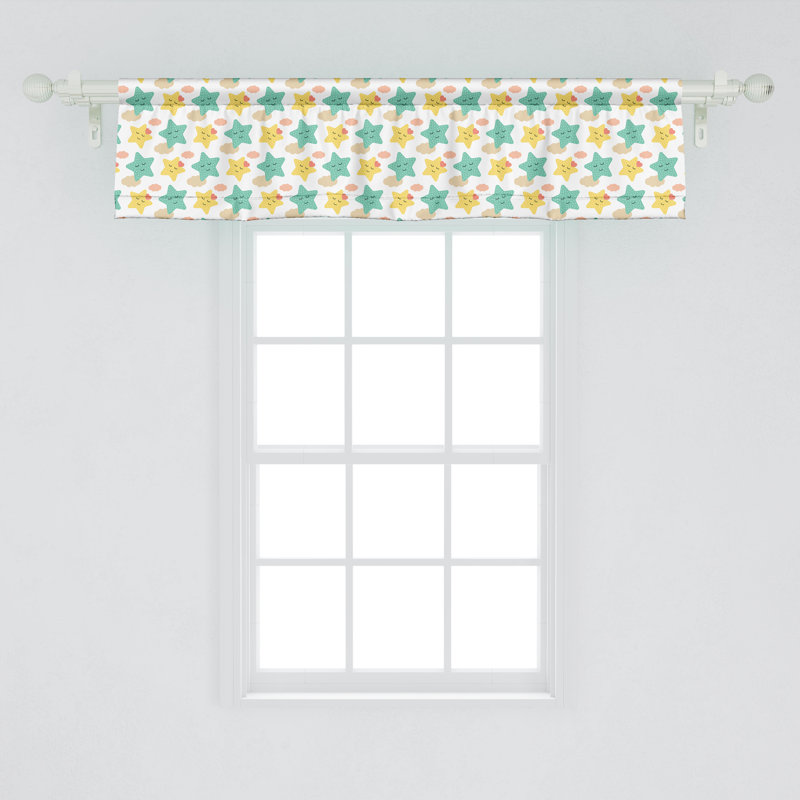 Ambesonne Cartoon Valance Pack of 2 Stars and Clouds 54"X12" Multicolor