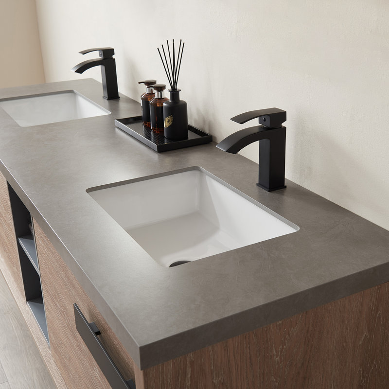 Breckan 72'' Double Bathroom Vanity with Solid Surface Top