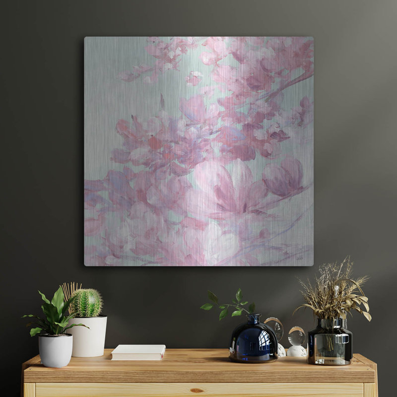 «Spring Magnolia 2» par Julia Purinton, art mural en métal, H 24 po x l 24 po