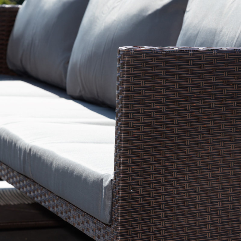 Aleria 187 cm W L-Shaped Metal Patio Corner Sofa with Cushions, Grey