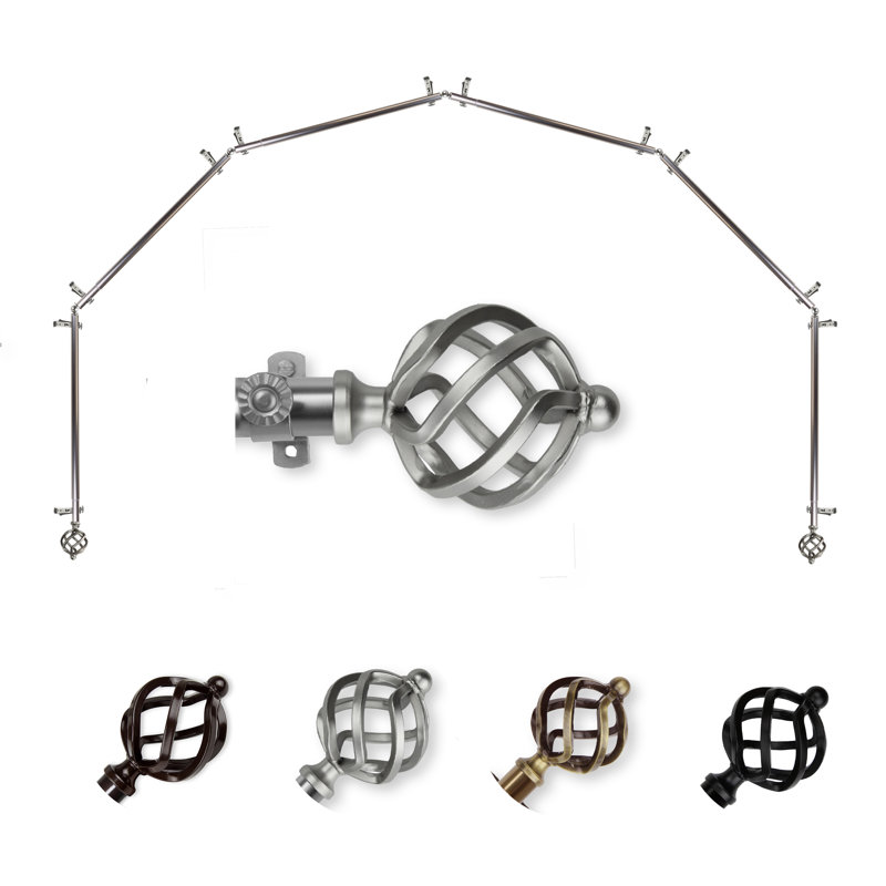 Tringle à rideaux extensible 6 faces Rod Desyne Twist, Nickel satiné, 28 po à 48 po (chaque côté)
