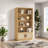 5 Tier Bookshelf, Boho Bookcase With Rattan Doors, Wooden Bookcase And Bookshelf With Storage-905870666
