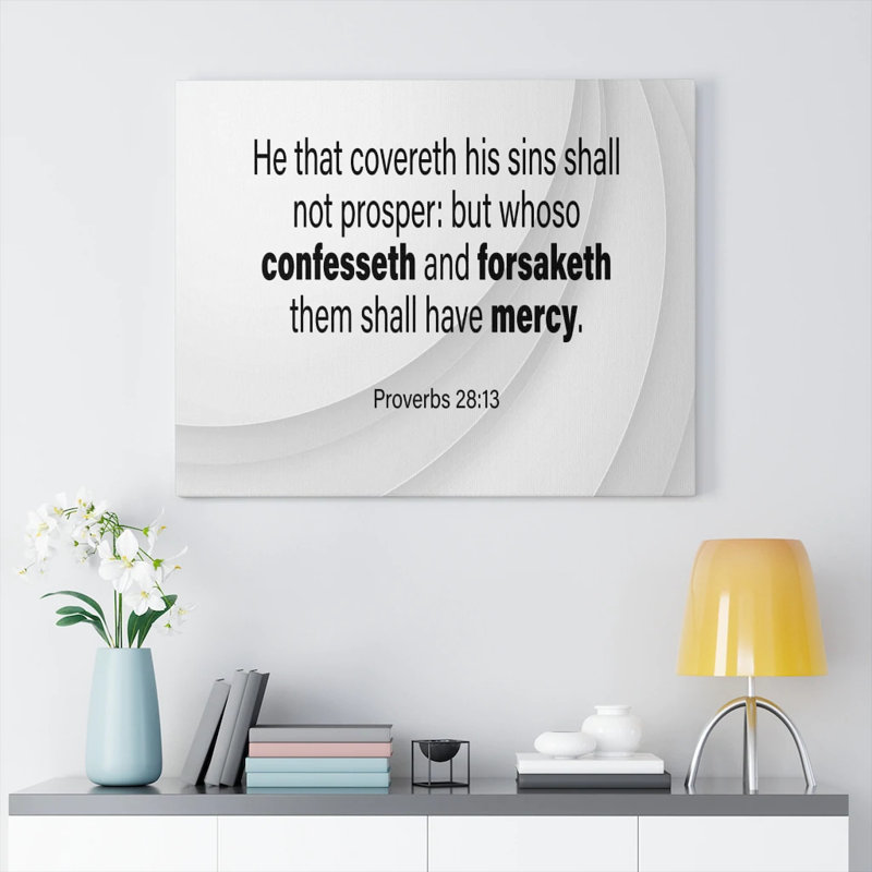 Confesses and Renounce Proverbs 28:13 1 Piece Wrapped Canvas Wall Art, 30cm H x 41cm W