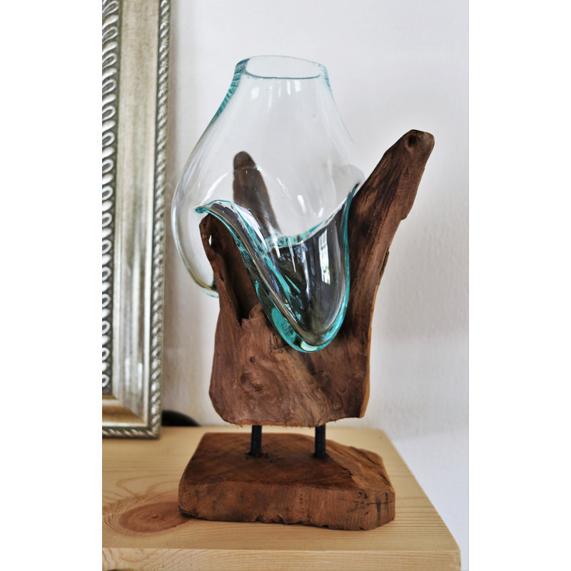 Sculpture en verre fondu debout Ley, H 15 po x l 8 po x P 8 po