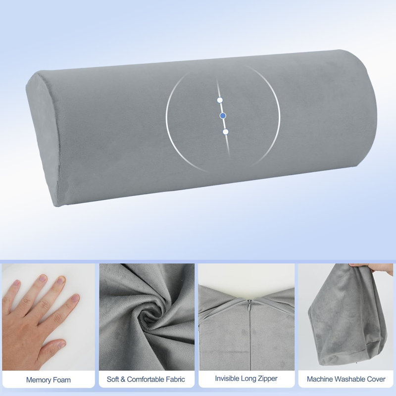 Coussin pour les genoux pour le sommeil du dos, coussin de traversin en mousse à mémoire de forme demi-lune pour les jambes, coussin sous le genou pour soulager les douleurs au dos et aux hanches, confort pour la cheville et les pieds, housse lavable à la machine, orange