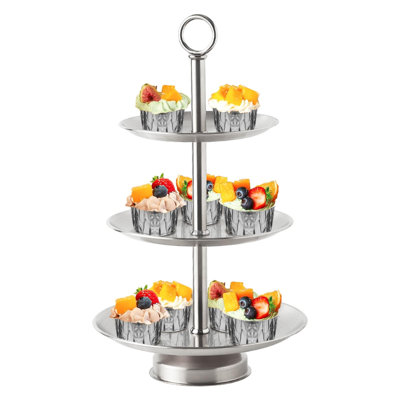 3 Tier Silver Metal Cupcake Stand Holder