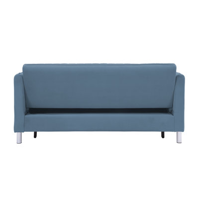 Classic Design 1Pc Convertible Sofa Bed With Pillows Blue Velvet Upholstered Metal Feet Versatile Living Room Furniture -  Everly Quinn, 437D038DFD6E4ACFBE51C381AF9AE687