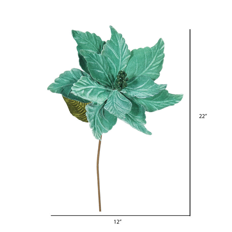 22" Poinsettia Aritificial Christmas Pick, Emerald