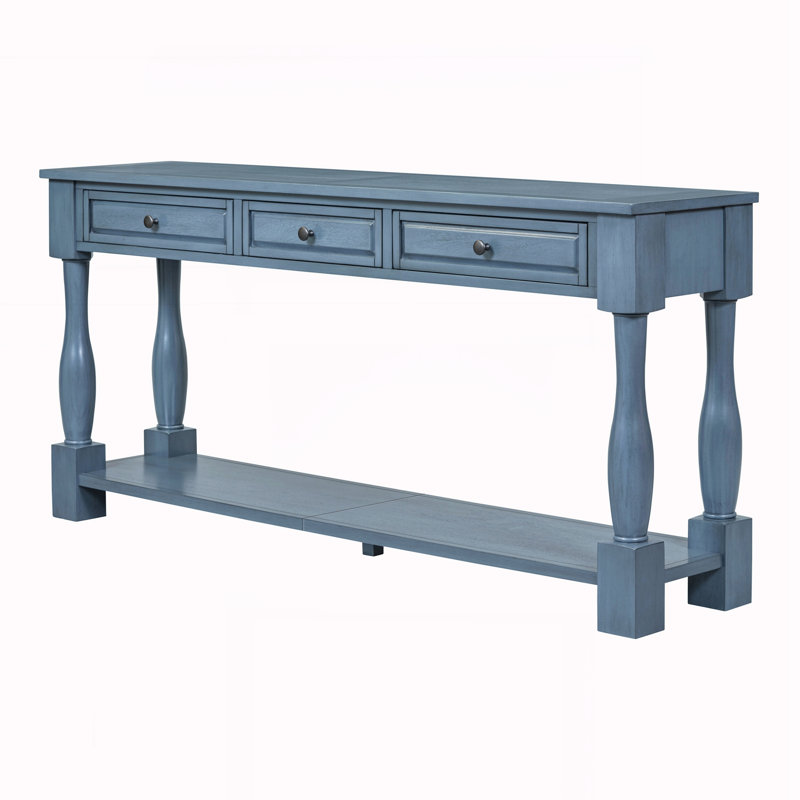 63" Long Console Table with Drawers and Shelf