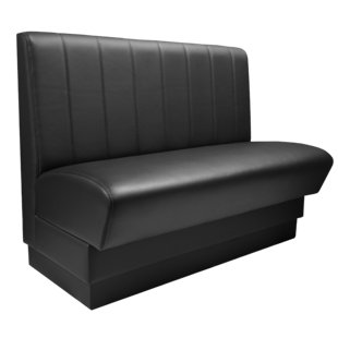 QA Group Olympic Style Single Restaurant Booth Seating - Stitched Vertical Channeling Back Design, (Set of 2)