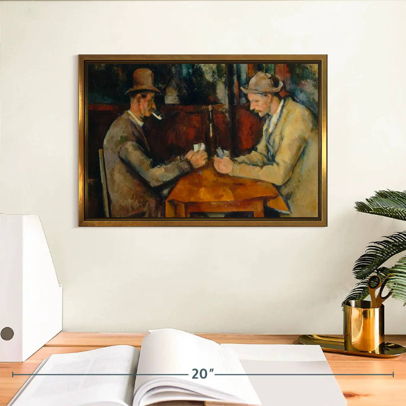 Les joueurs de cartes 1890, Cadre flottant doré, 13 po x 9 po