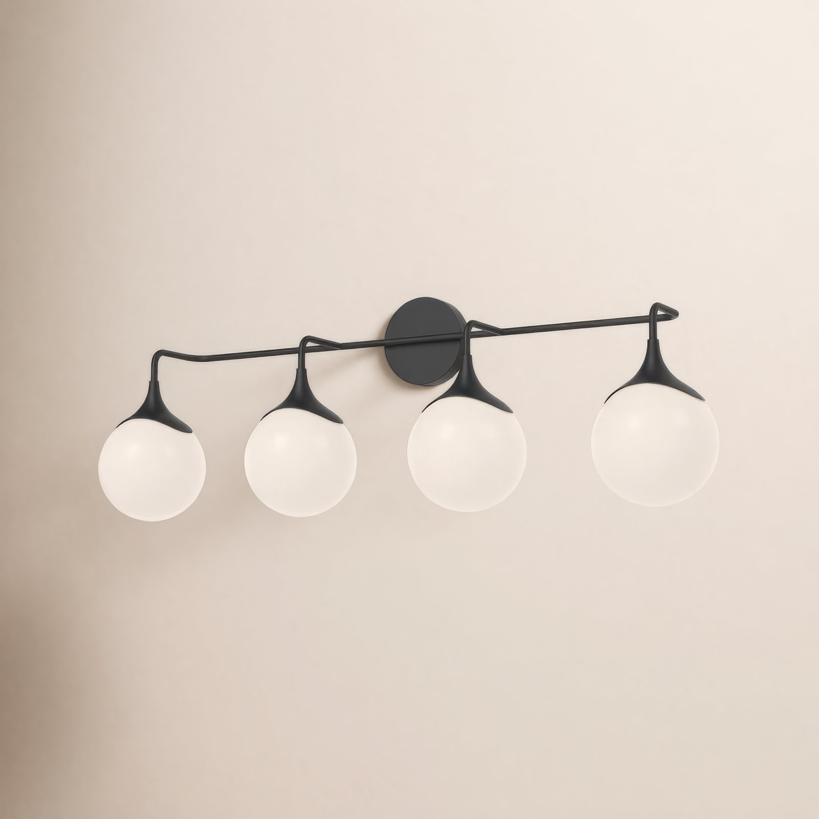 Nedra Frosted Vanity Light, Matte Black, 4