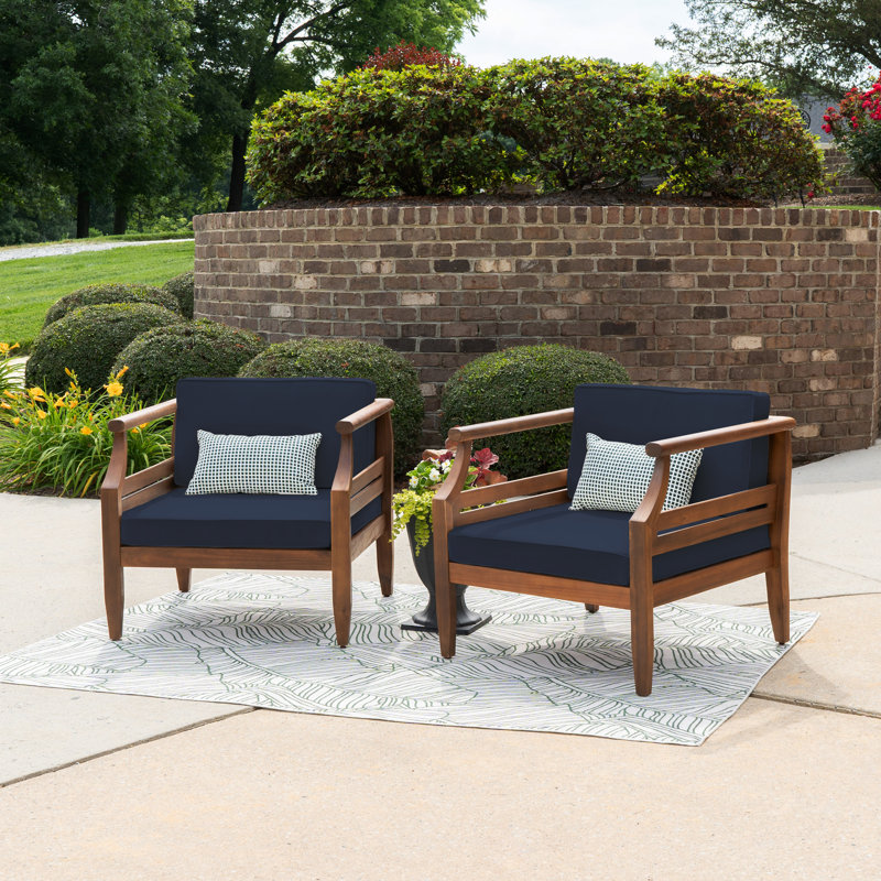Acacia Solid Wood Outdoor Lounge Chair with Cushions