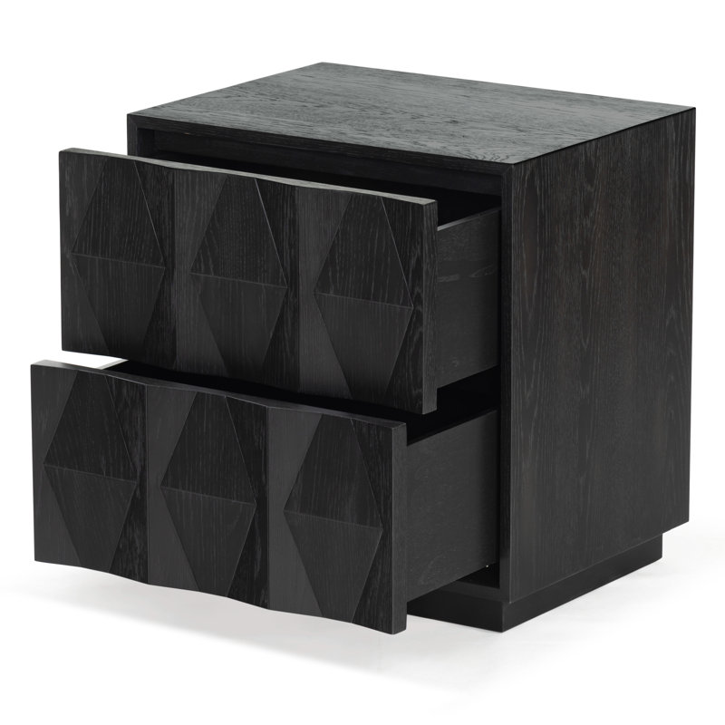 Table de chevet 2 tiroirs Baylor, Noir, noir, noir, noir