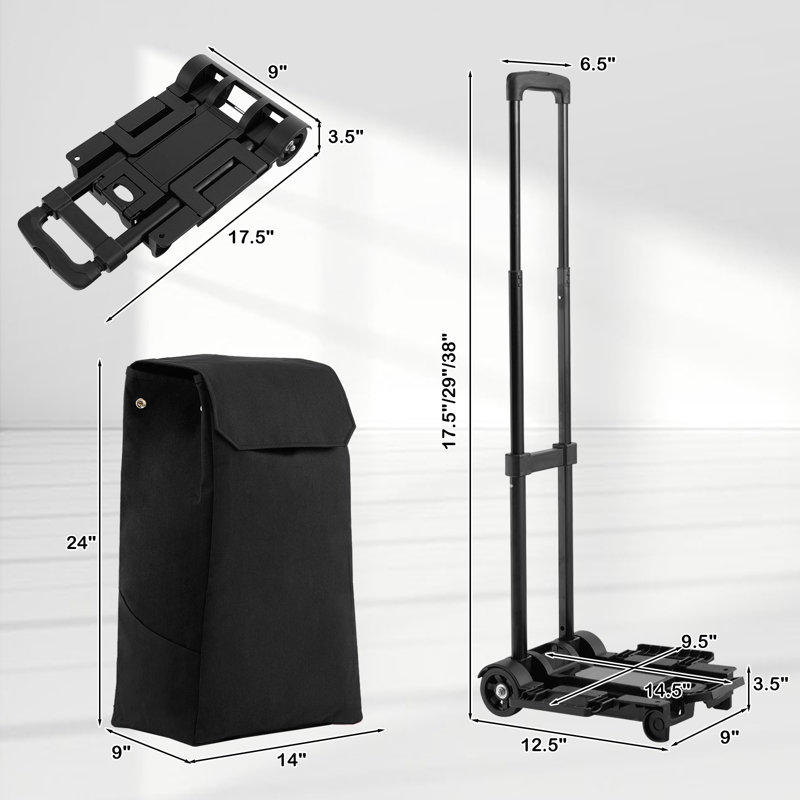 Chariot pliable Costway, Noir