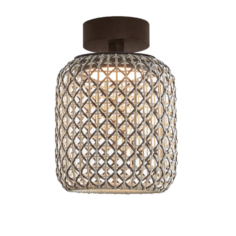 Nans LED Outdoor Semi Flush Mount, Brown
