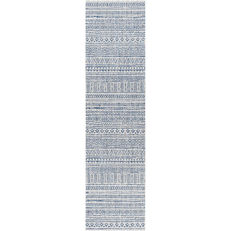 Tapis intérieur / extérieur tissé à la machine en denim / bleu marine / blanc Hongming, Tapis de couloir 2 pi 7 po x 10 pi