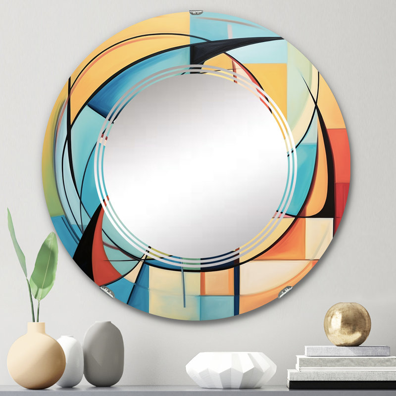 Borovany - Miroir mural Mid-Century rond, 24 po x 24 po