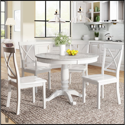 Ensemble de table à manger et de chaises en bois massif 5 pièces, durable et élégant pour tout décor