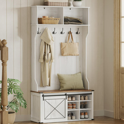 Wigston 42" W Hall Tree with Bench and Shoe Storage