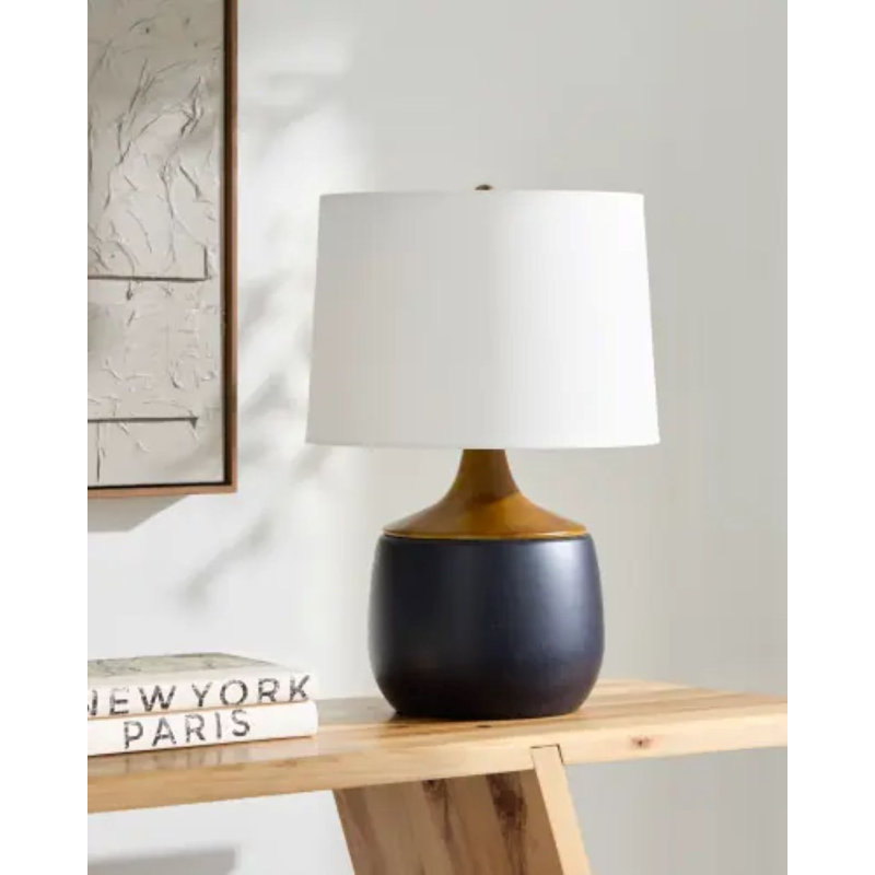Downing Table Lamp, Navy, White
