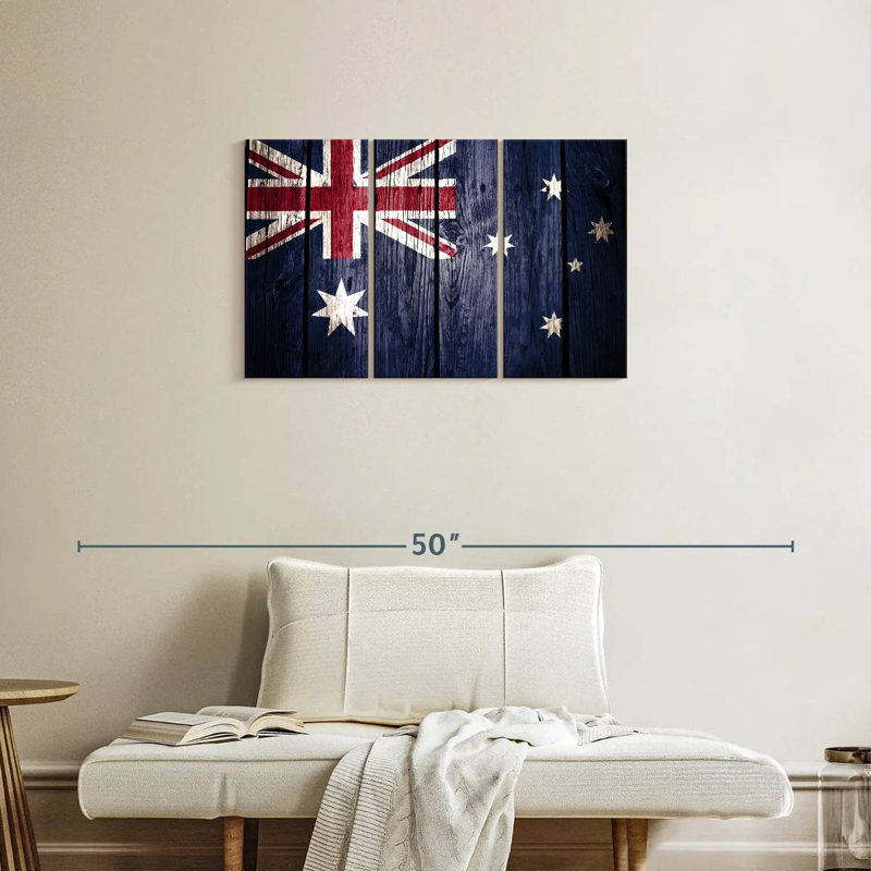 Drapeau australien Borges style bois, H 20 po x l 33 po