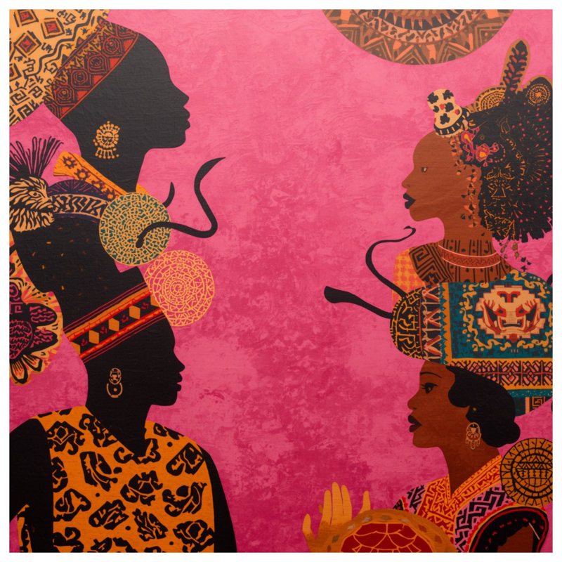 Tapisserie murale «African Women Silhouettes», H 104 po x 88 avec 4 œillets