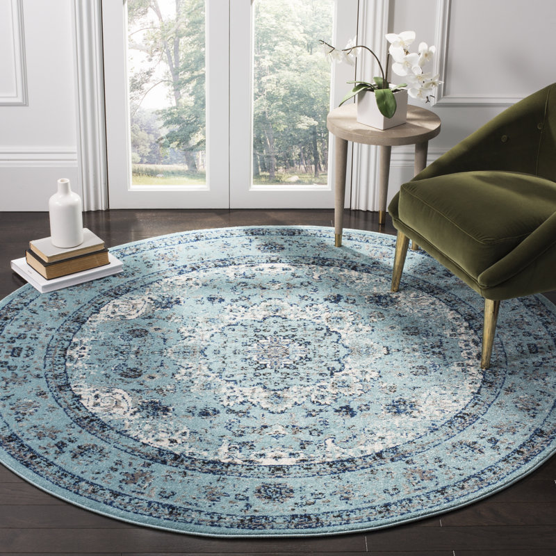 Tapis oriental bleu clair Altman, Rond 9 pi