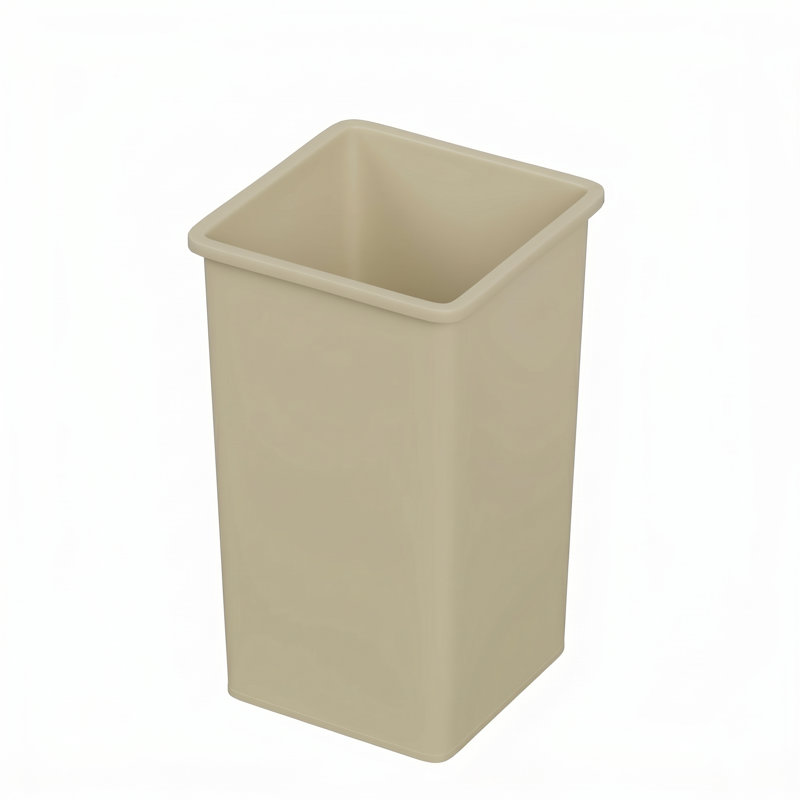 Poubelle en plastique beige 35 gallons avec base renforcée, Beige