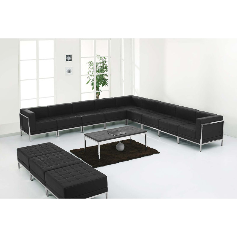 Ensemble modulaire avec repose-pieds Hercules 12 pièces LeatherSoft - Pieds en acier inoxydable, Noir