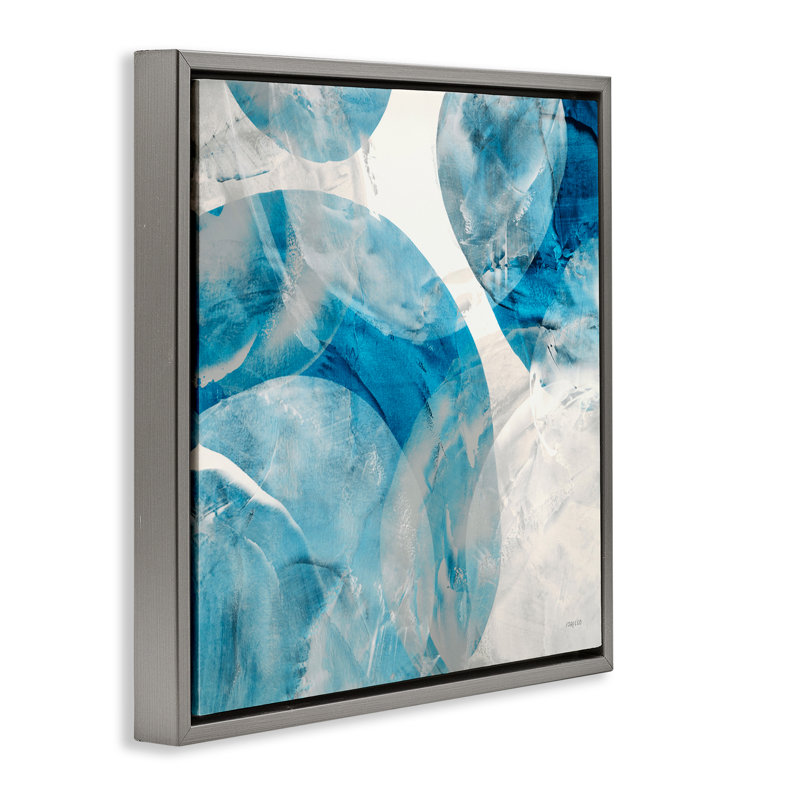 "Opaque Blue Spheres" par Jeff Iorillo, Cadre flottant gris lustré, H 25 po x l 25 po